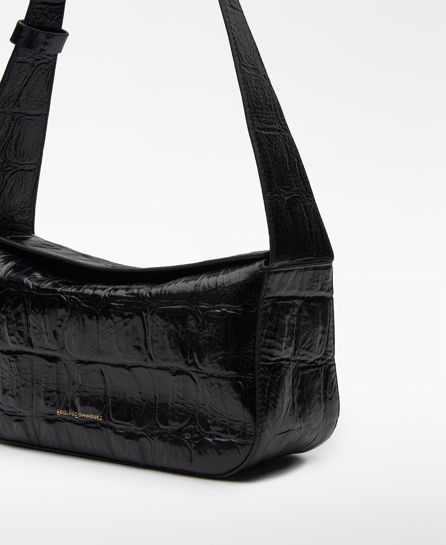 bolso de hombro mica con efecto cocodrilo para mujer