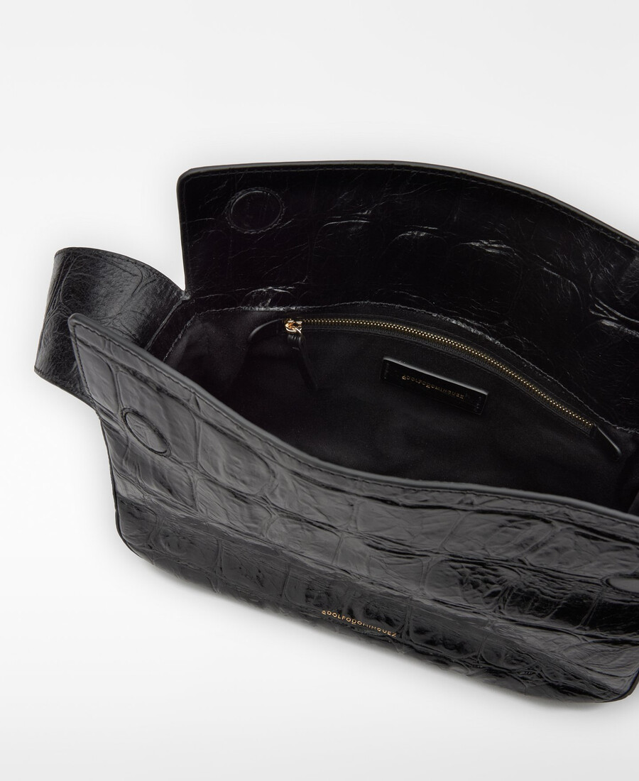 bolso de hombro mica con efecto cocodrilo para mujer
