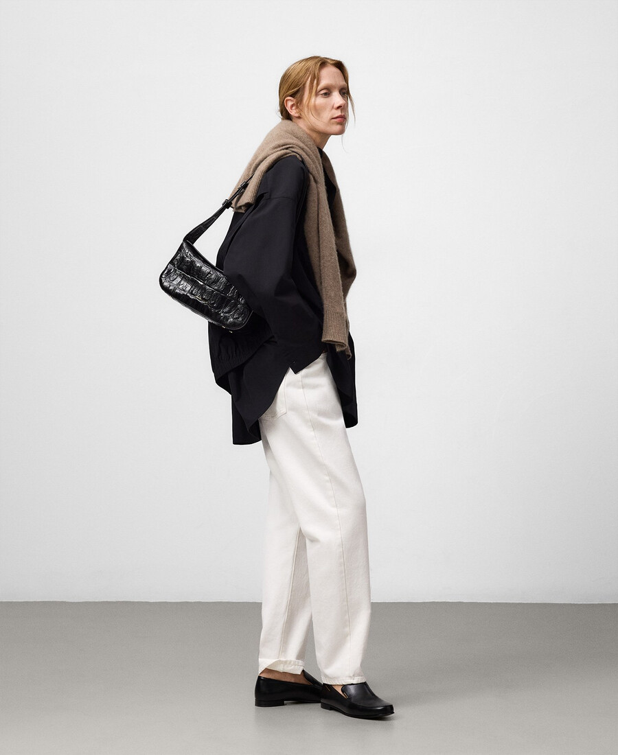bolso de hombro mica con efecto cocodrilo para mujer