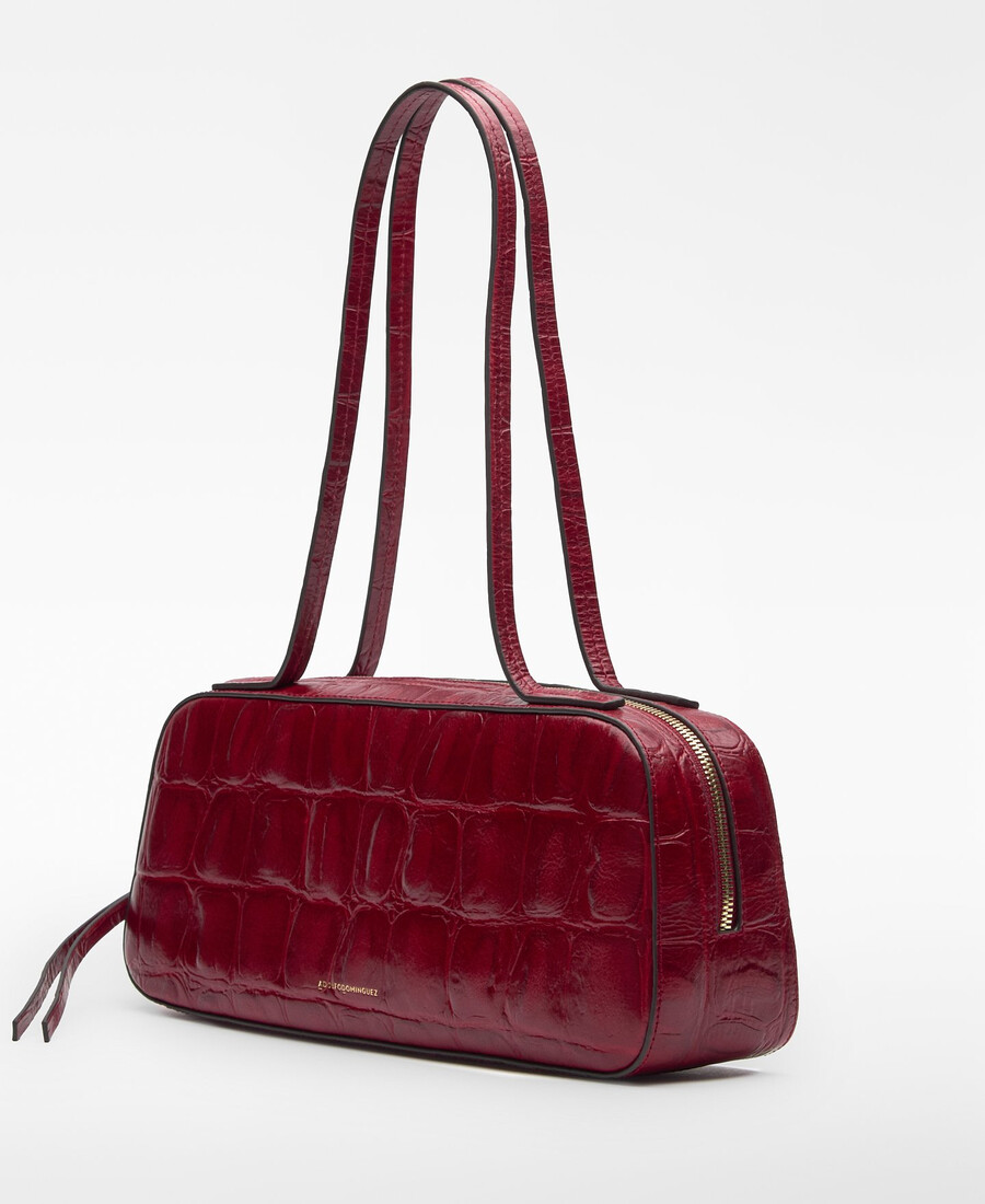 bolso bowling mica con efecto cocodrilo para mujer