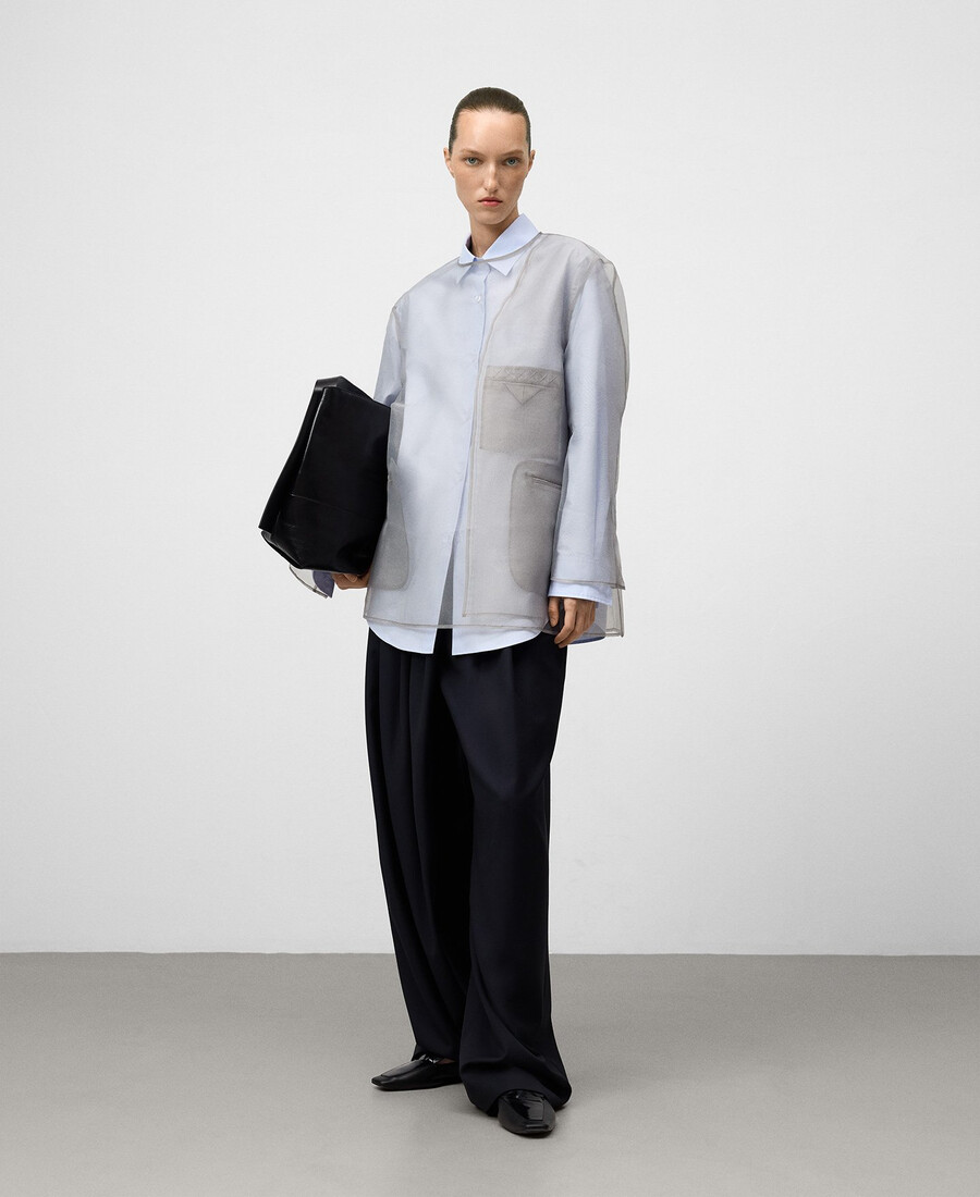 top transparente con detalles de blazer para mujer