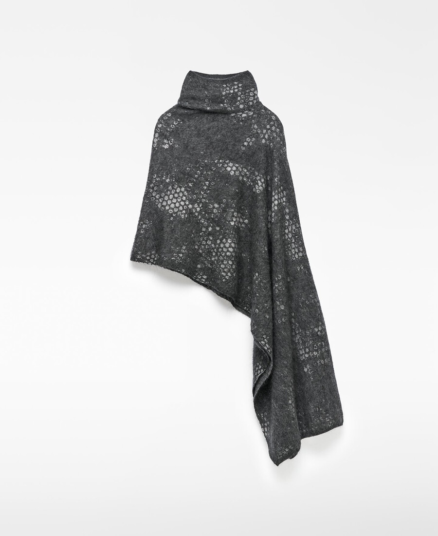 capa asimétrica de punto jacquard para mujer