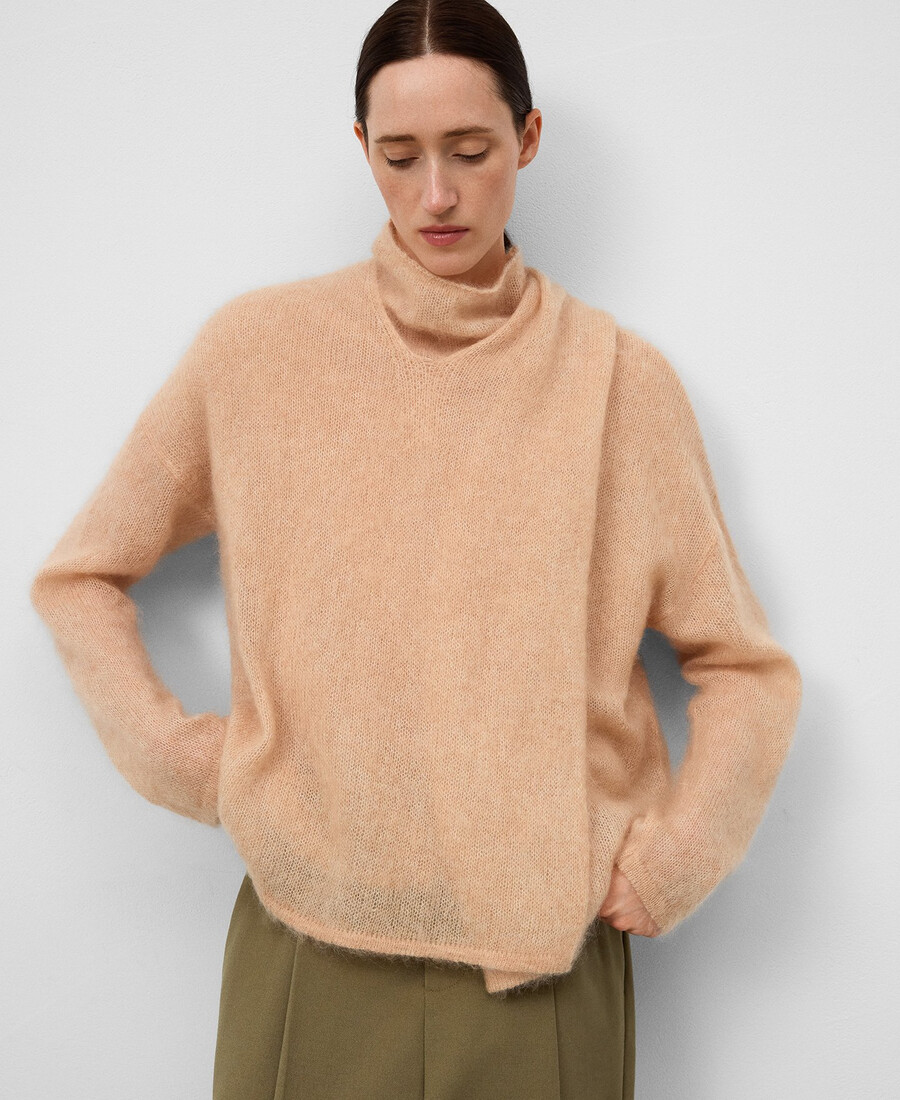 cárdigan de punto con cuello bufanda para mujer