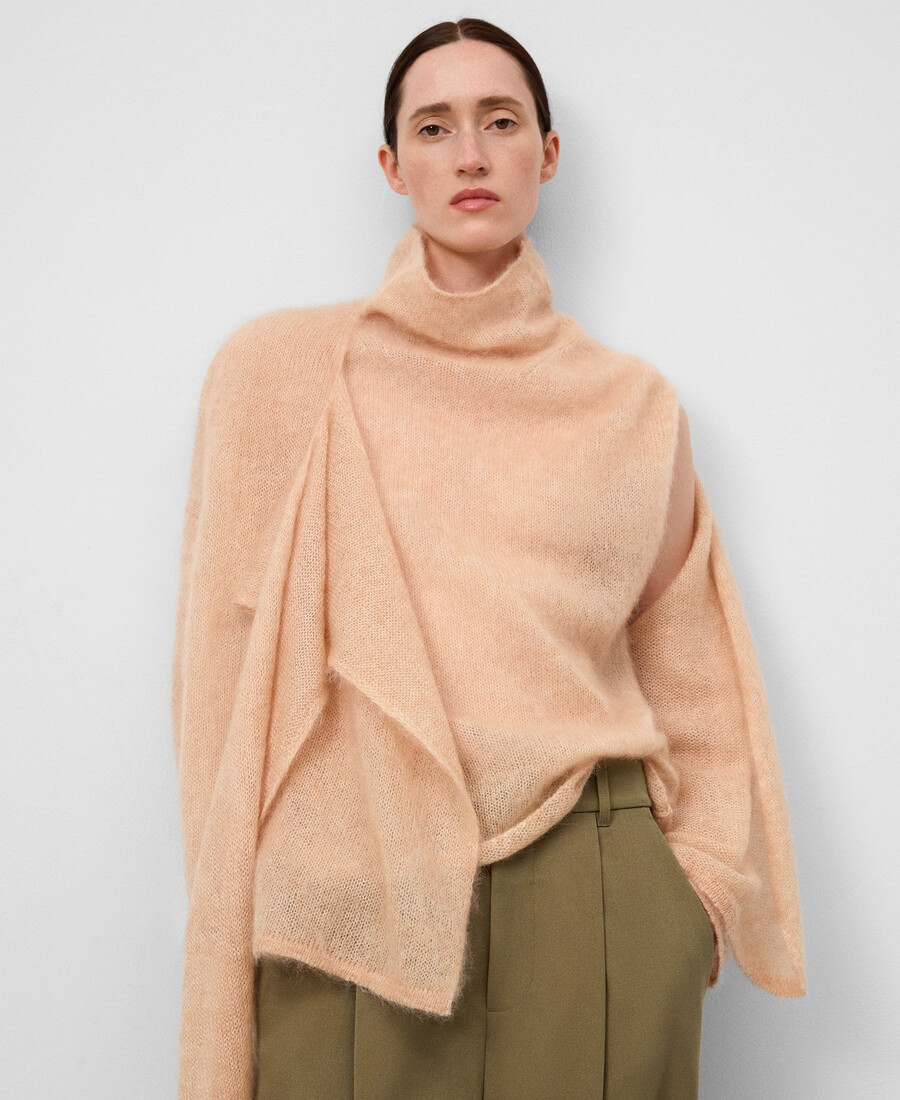 cárdigan de punto con cuello bufanda para mujer