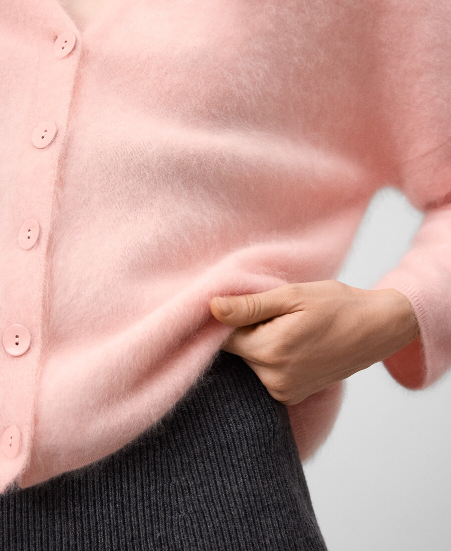 cárdigan de punto cepillado de cachemira para mujer
