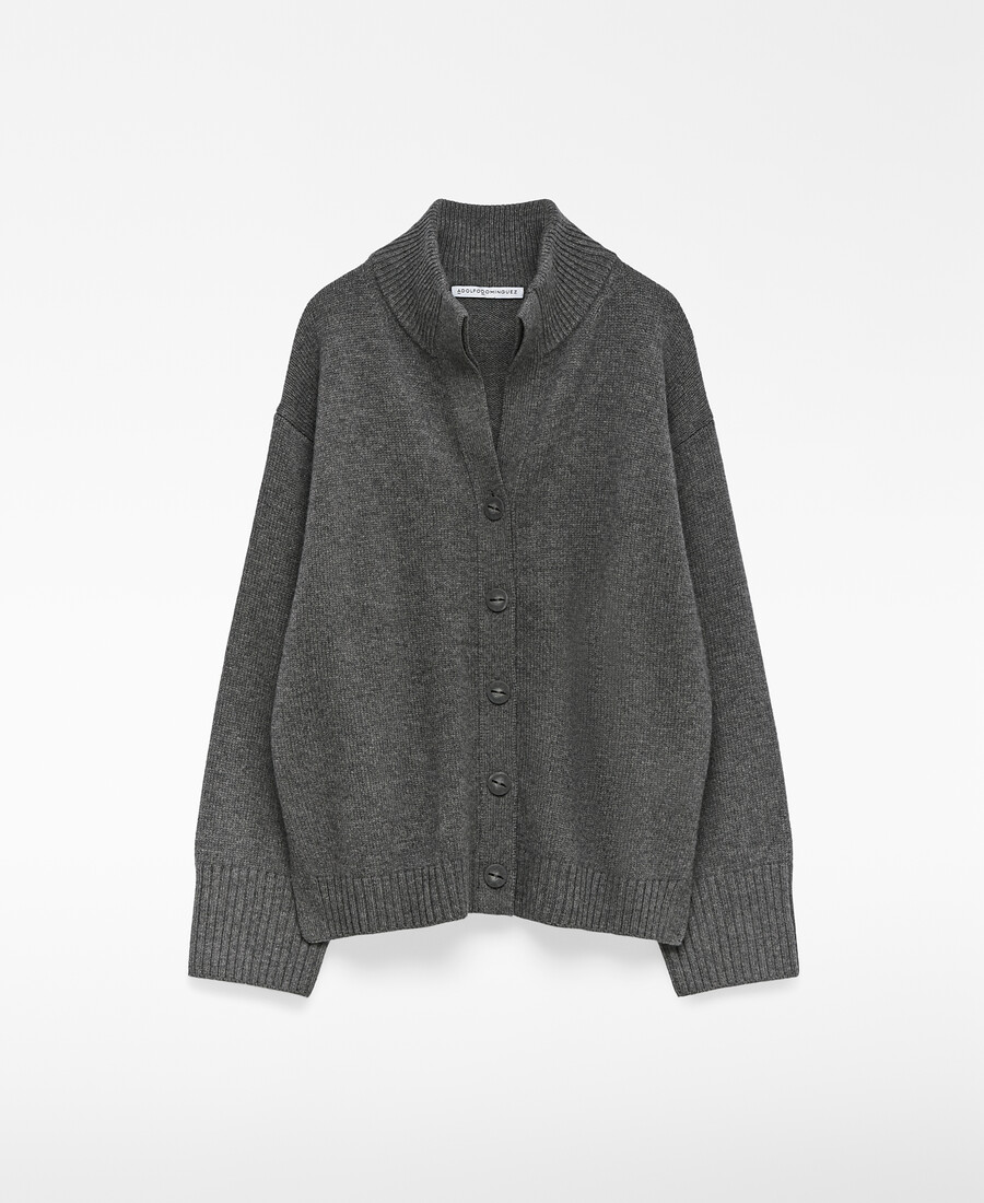 cárdigan de cuello alto de lana merino para mujer