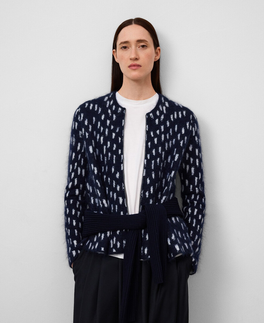 cárdigan de punto jacquard estampado para mujer