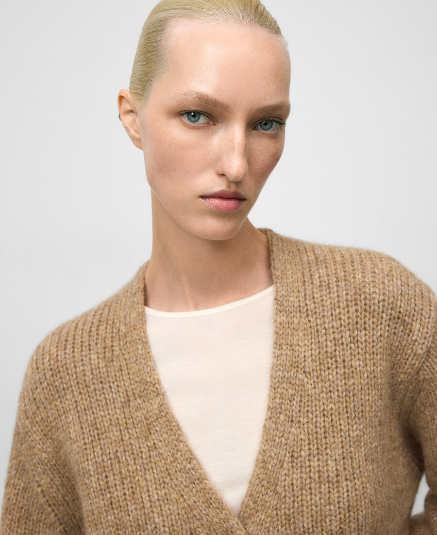 cárdigan de punto con cuello en v para mujer