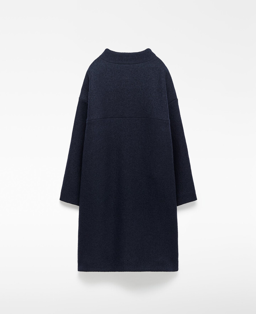 abrigo largo de cuello alto para mujer