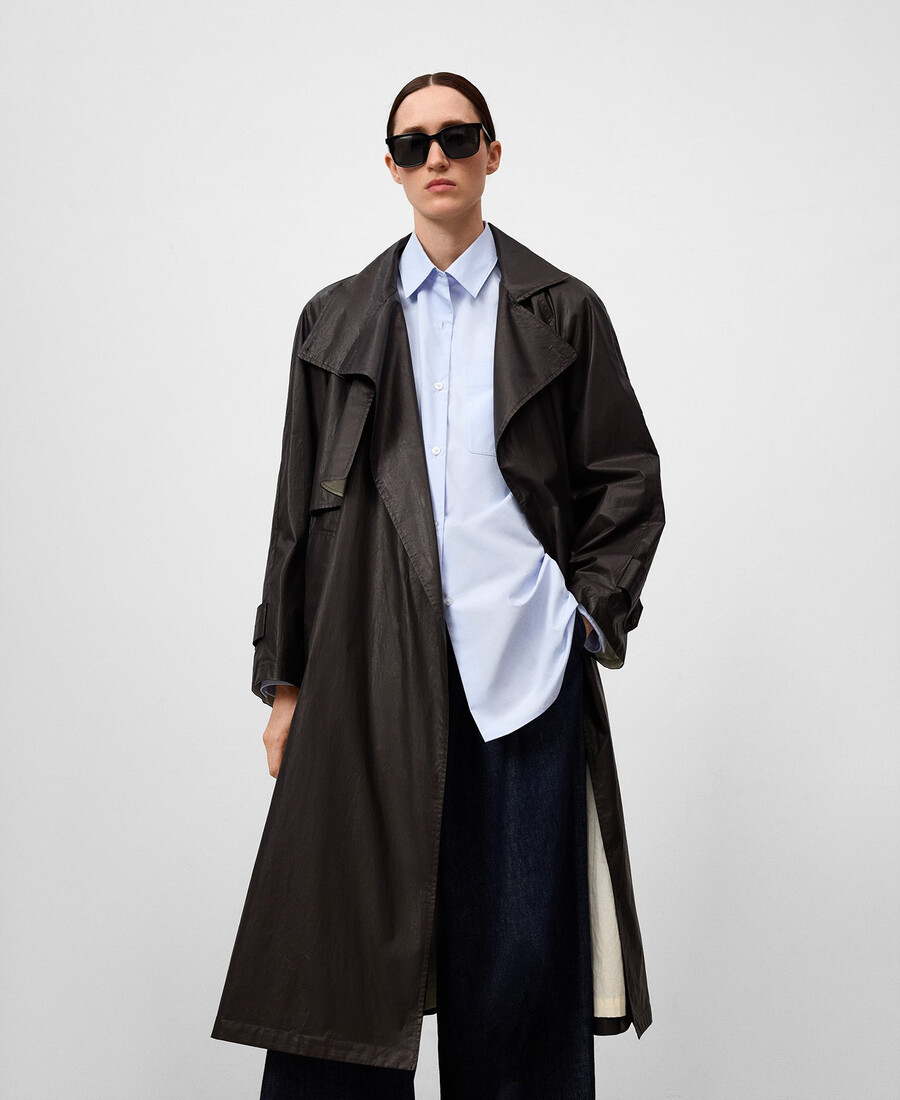 gabardina de doble solapa para mujer