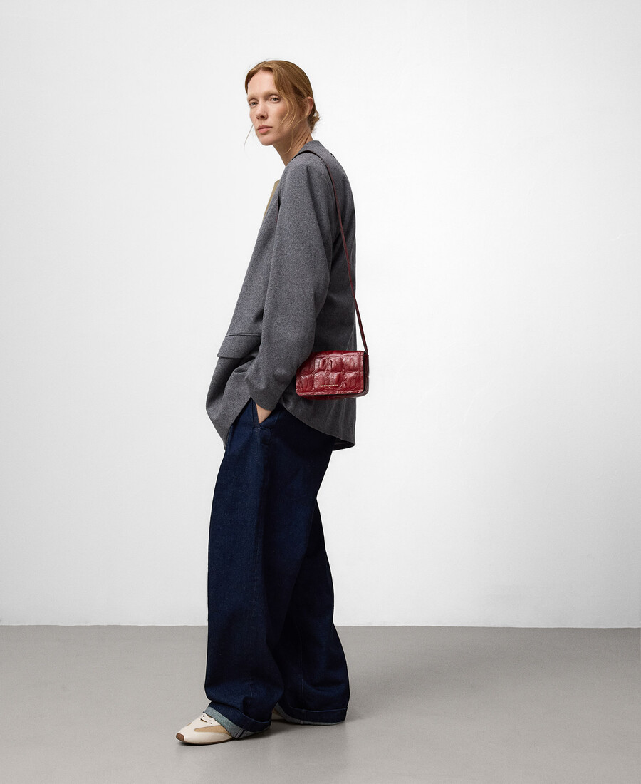 mini bolso bandolera mica con efecto cocodrilo para mujer