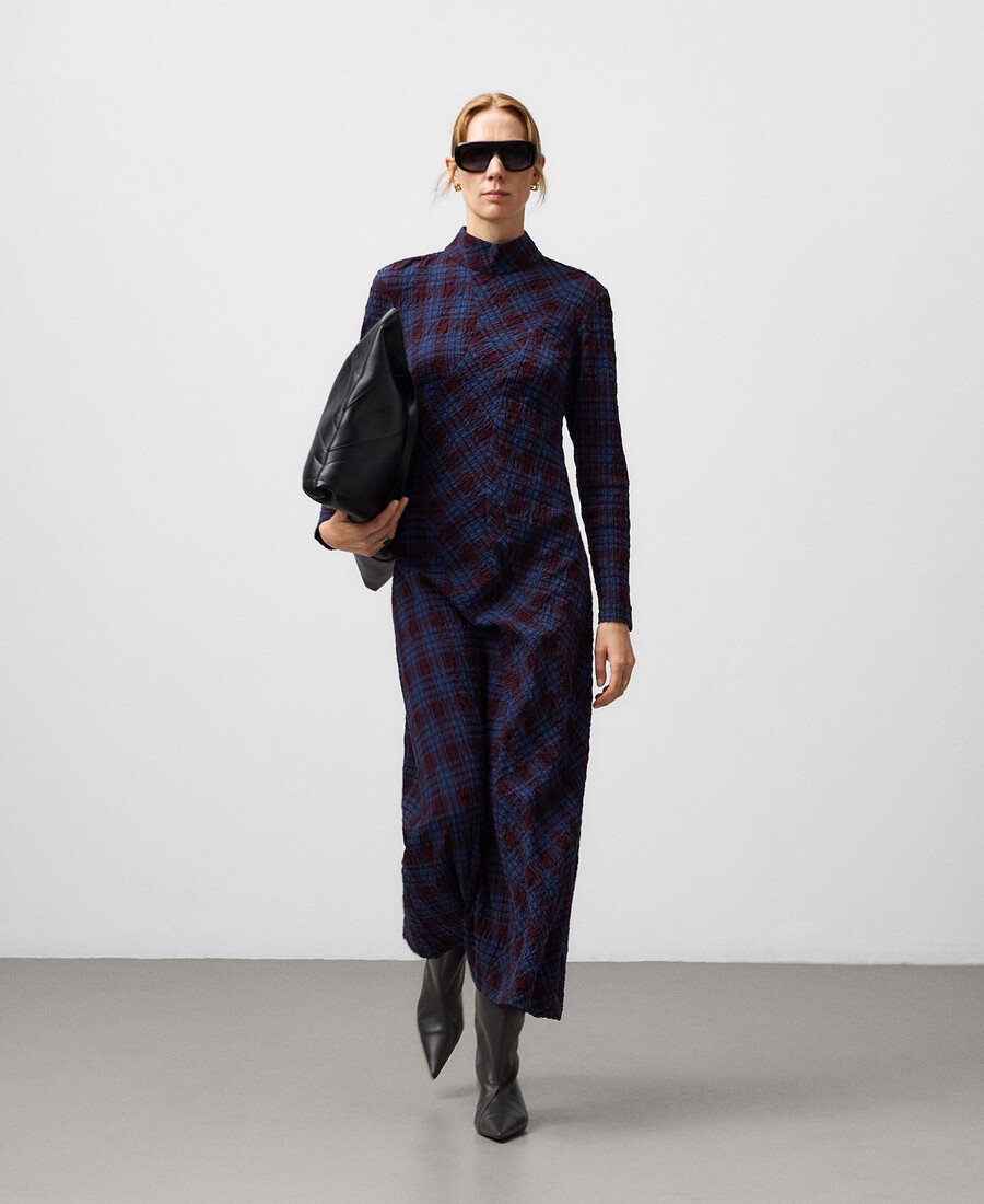 vestido ajustado a cuadros para mujer