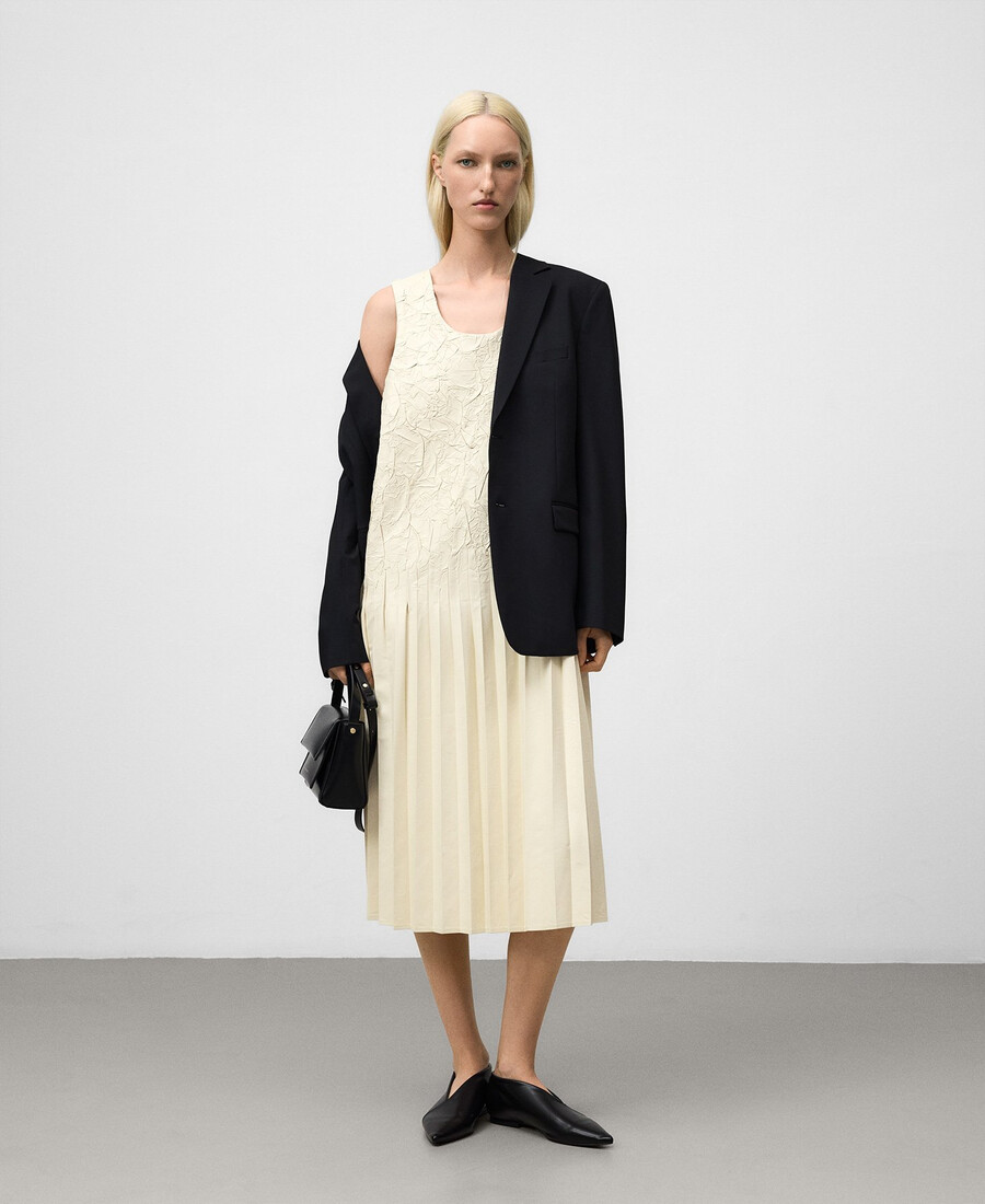 vestido plisado de mujer de piel y sin piel