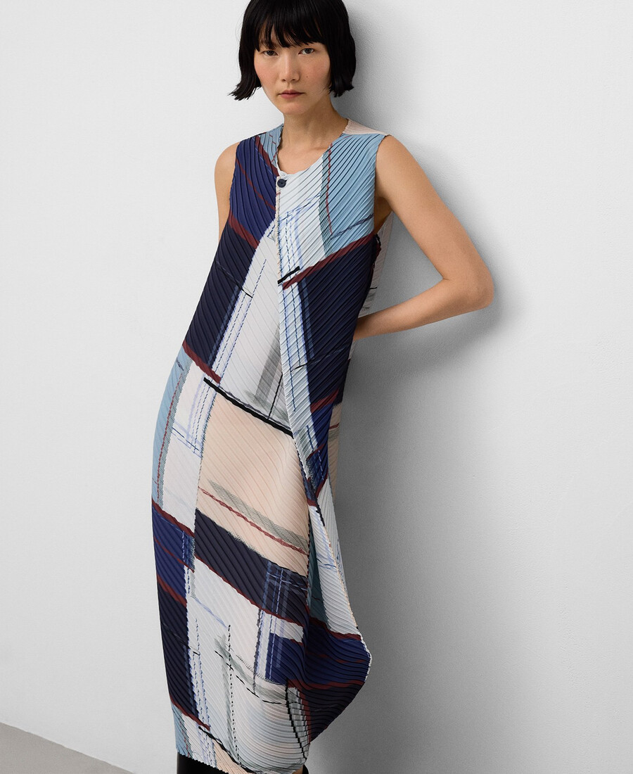 vestido midi estampado arrugado para mujer