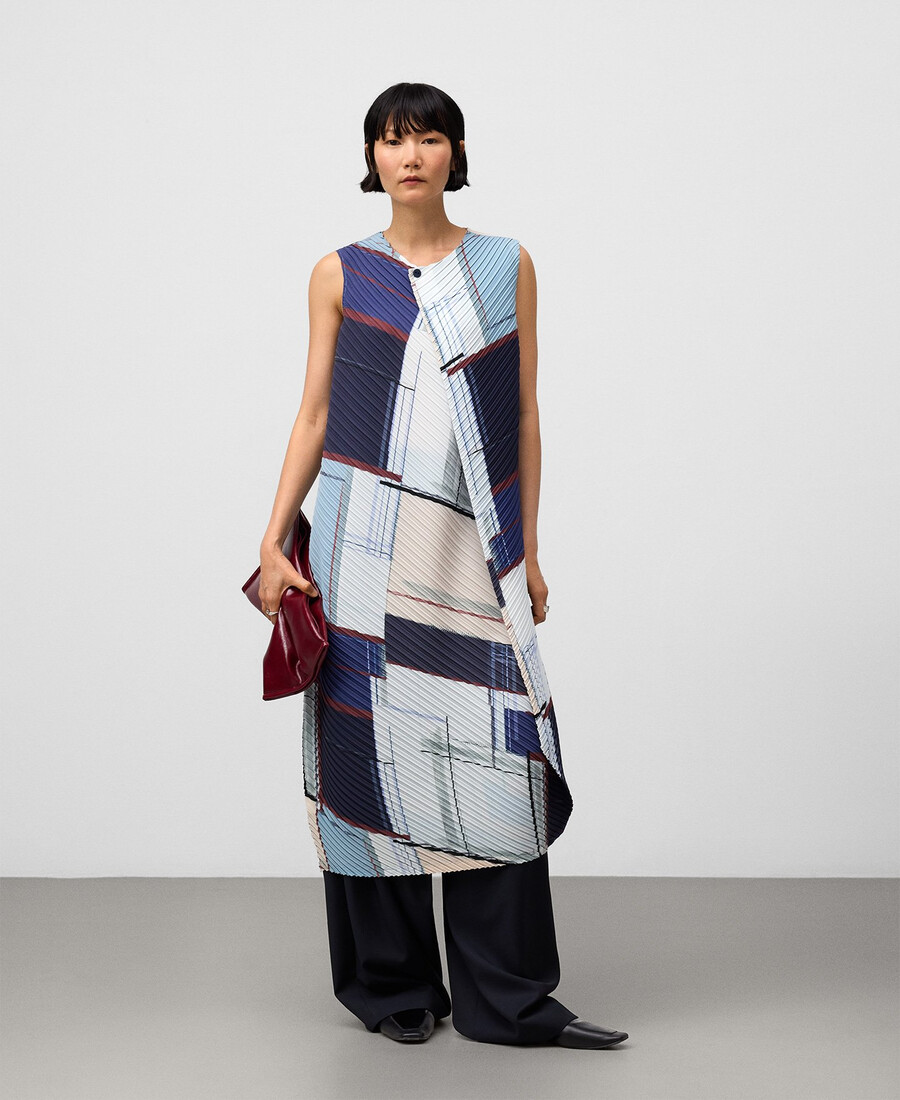 vestido midi estampado arrugado para mujer