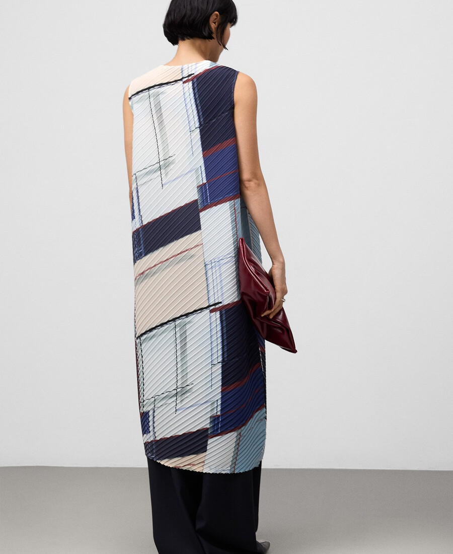 vestido midi estampado arrugado para mujer