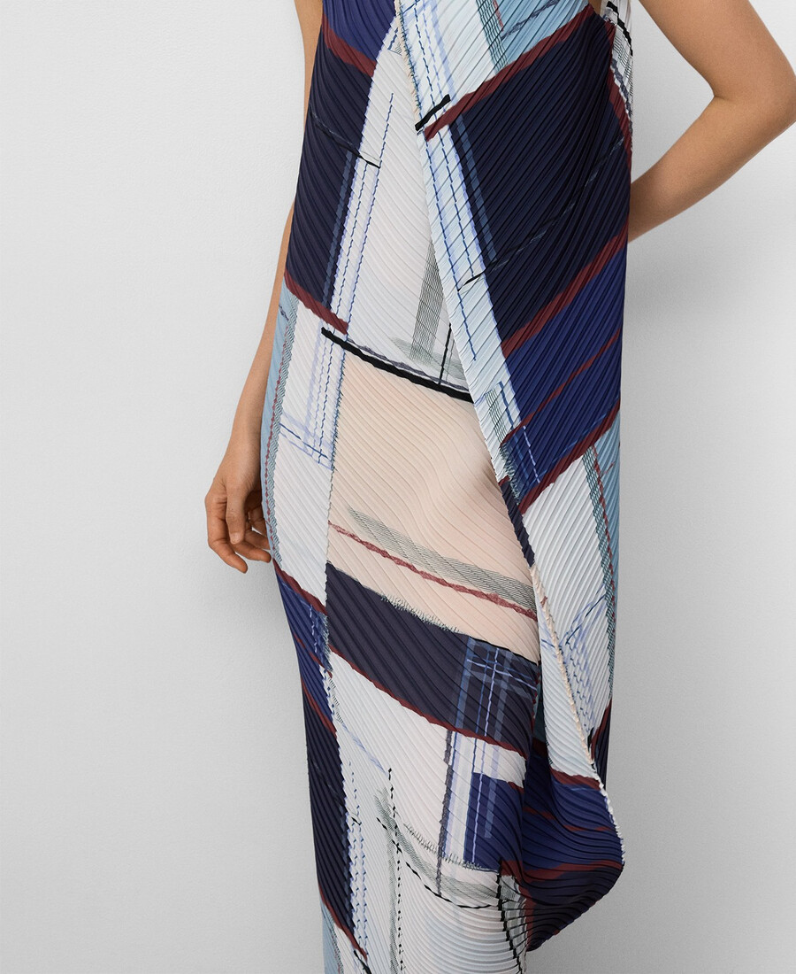 vestido midi estampado arrugado para mujer