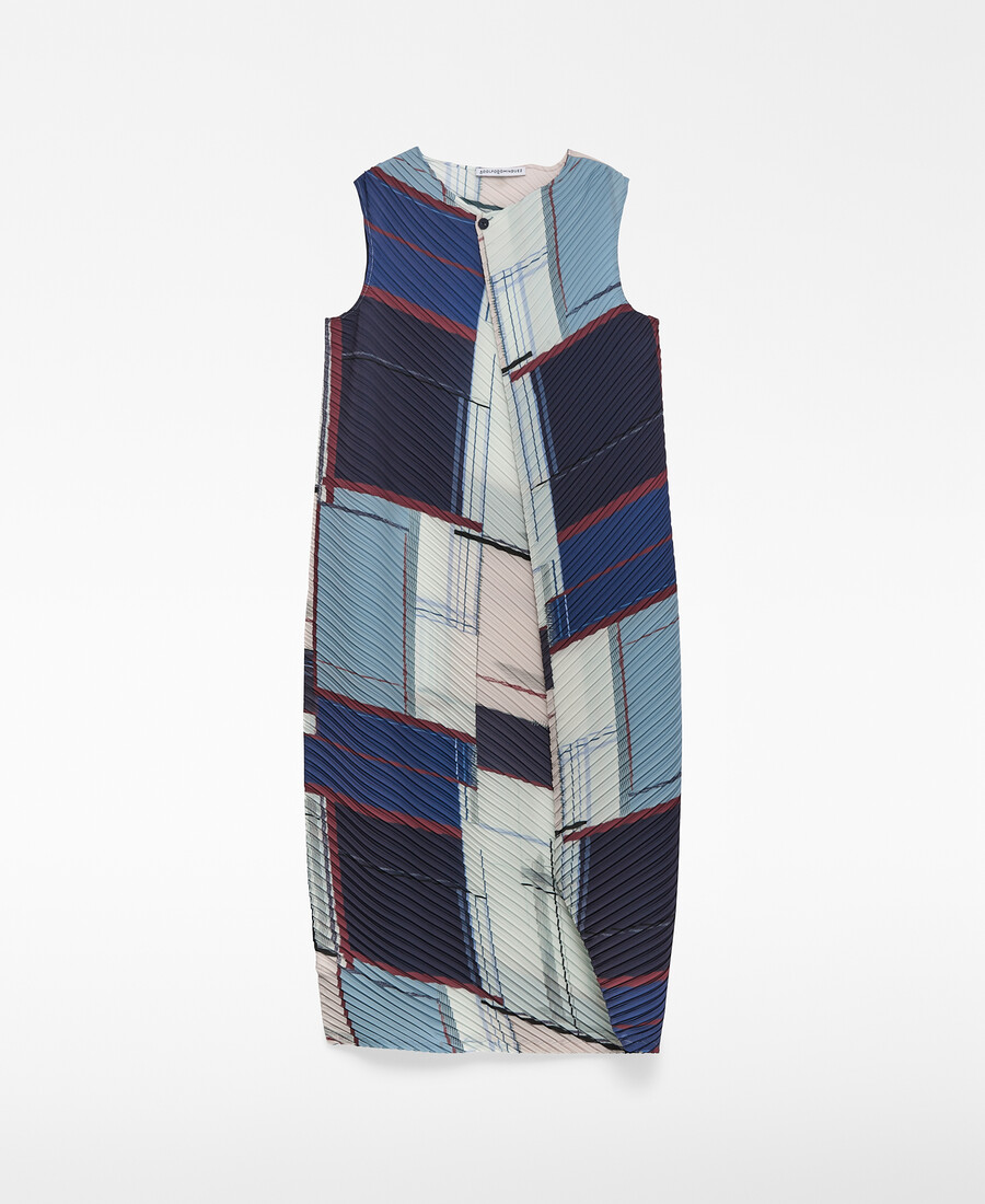 vestido midi estampado arrugado para mujer