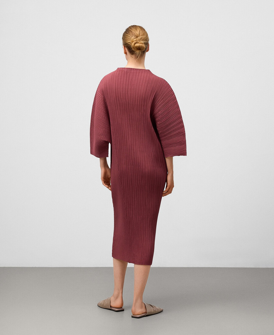 vestido arrugado con cuello perkins para mujer