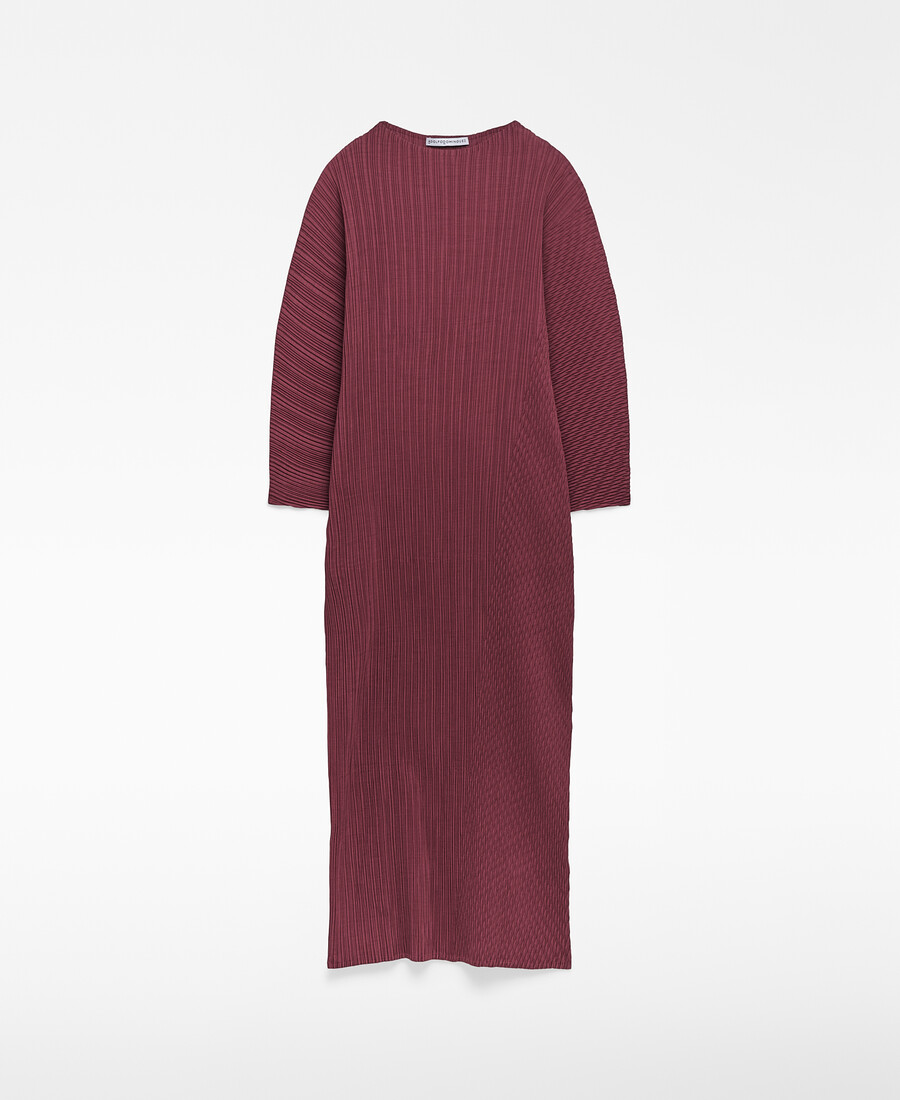 vestido arrugado con cuello perkins para mujer