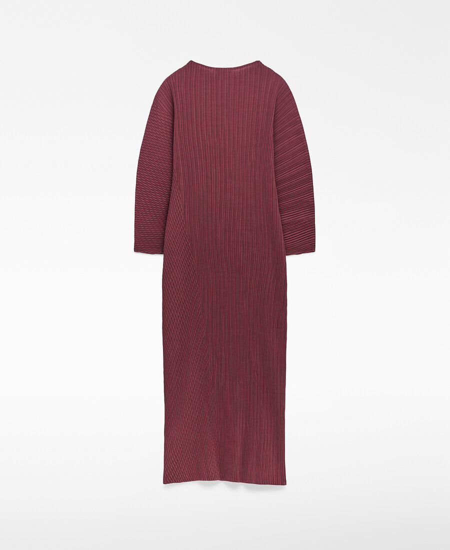 vestido arrugado con cuello perkins para mujer