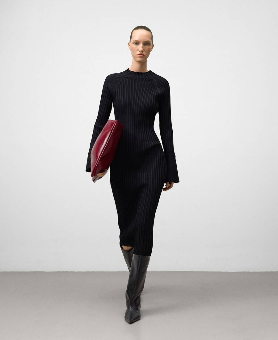 vestido ajustado de canalé para mujer