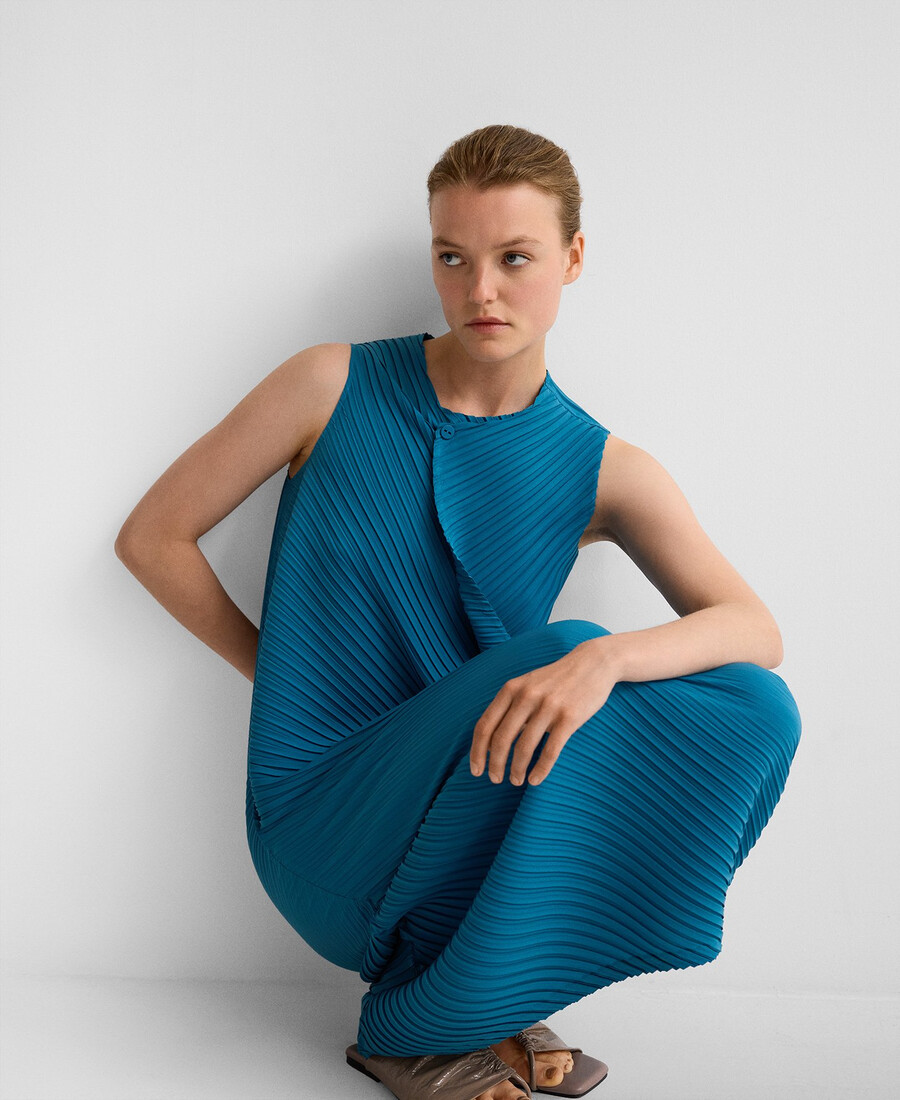 vestido arrugado con pliegues para mujer