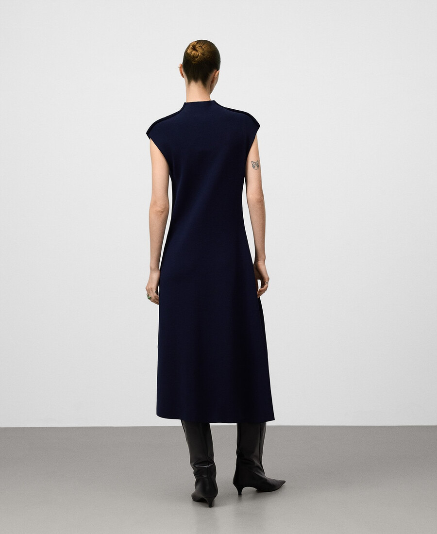 vestido de punto con cuello perkins para mujer