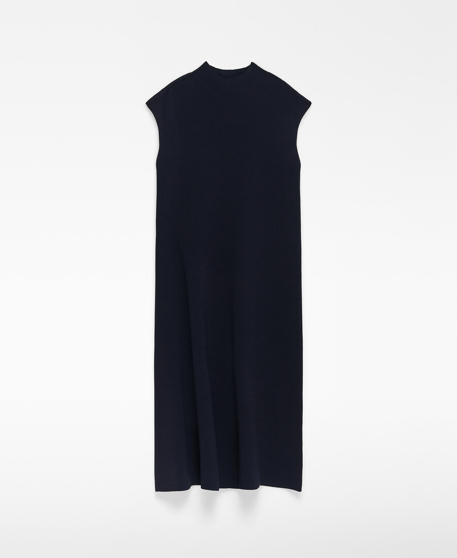 vestido de punto con cuello perkins para mujer