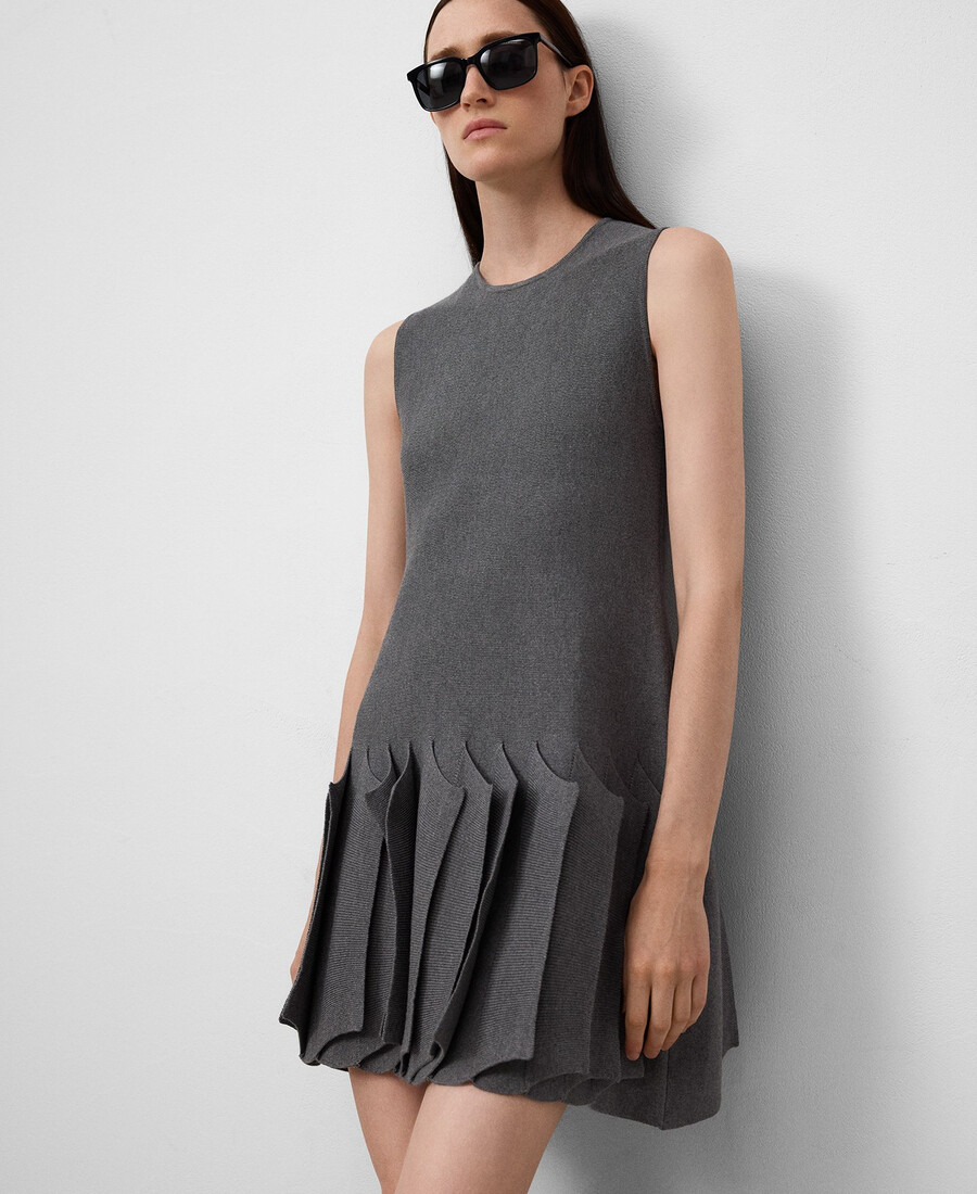 vestido de punto con dobladillo plisado para mujer