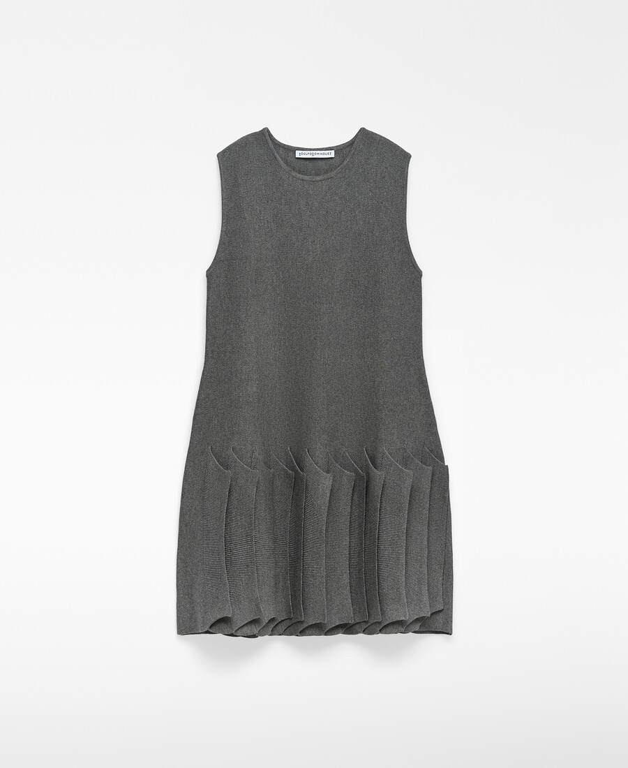 vestido de punto con dobladillo plisado para mujer