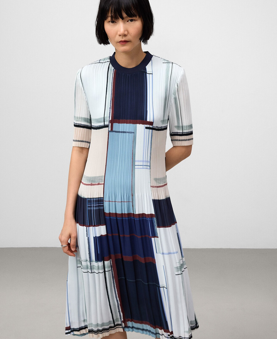 vestido estampado arrugado para mujer