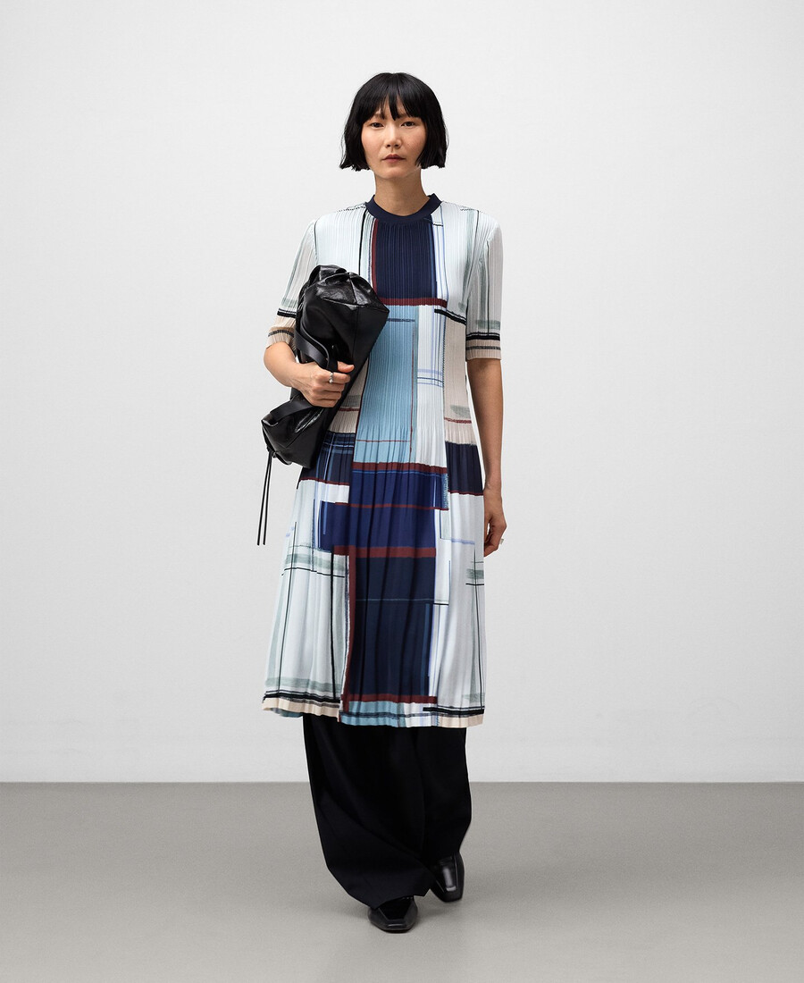 vestido estampado arrugado para mujer