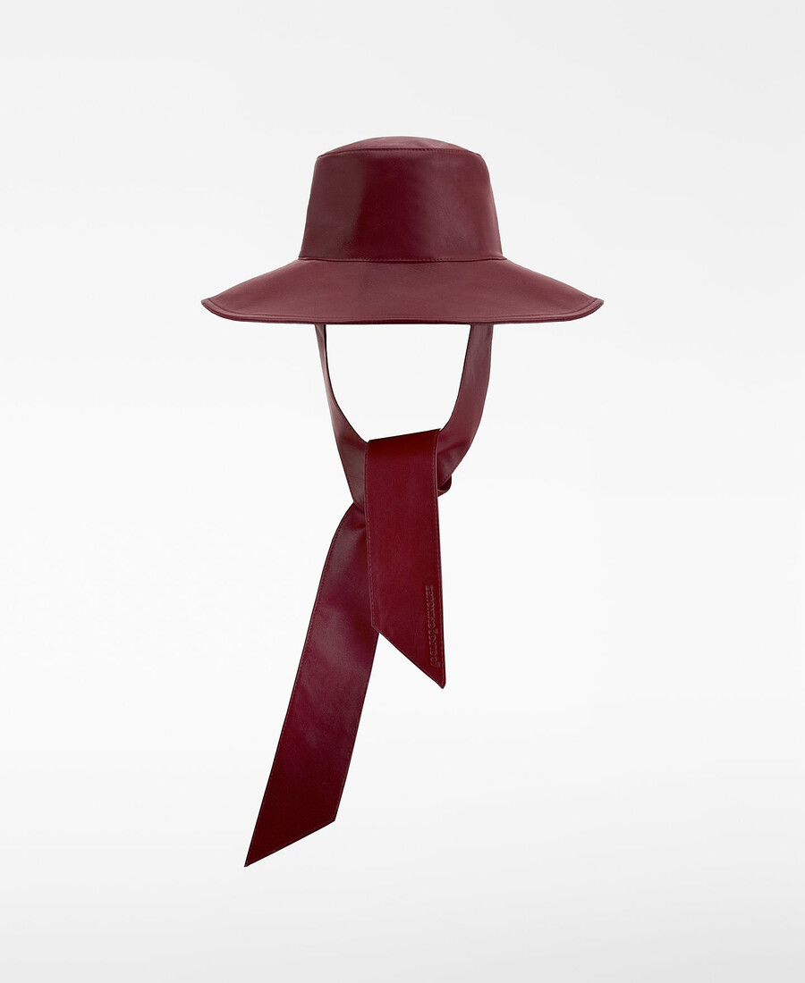 sombrero de pescador de piel con tiras para mujer