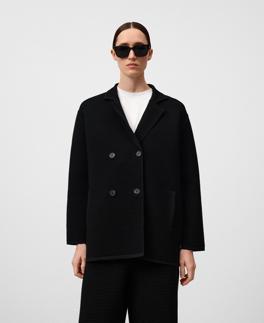 chaqueta cruzada de punto estructurado para mujer