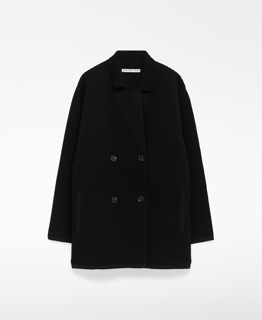 chaqueta cruzada de punto estructurado para mujer