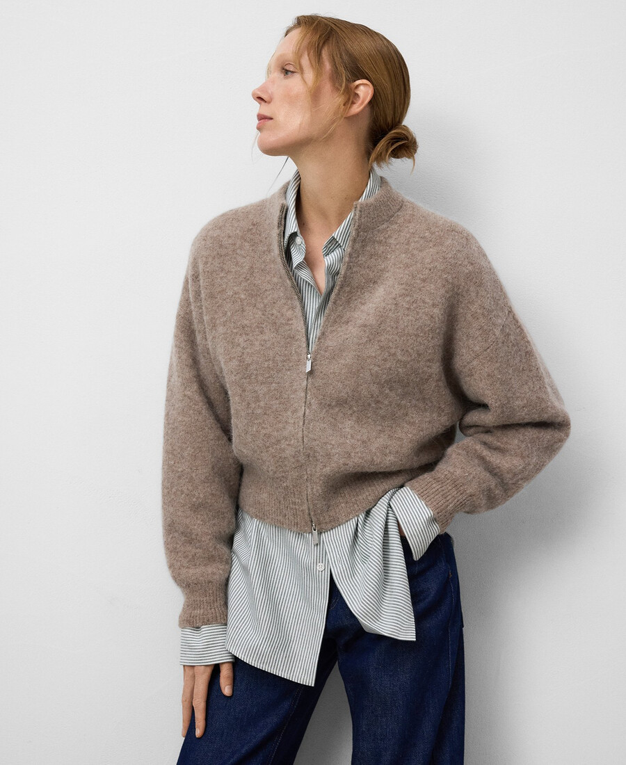 chaqueta bomber de punto cepillado para mujer