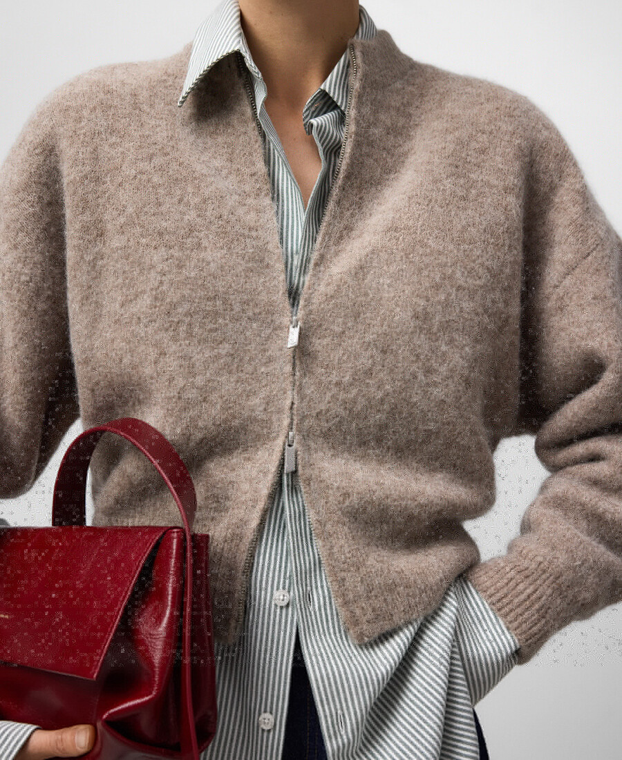 chaqueta bomber de punto cepillado para mujer
