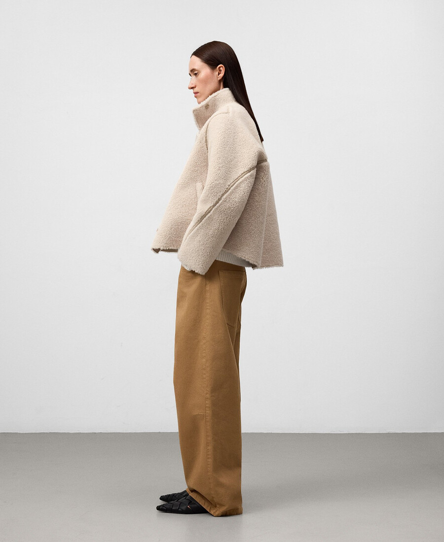 chaqueta de piel de oveja de doble cara para mujer