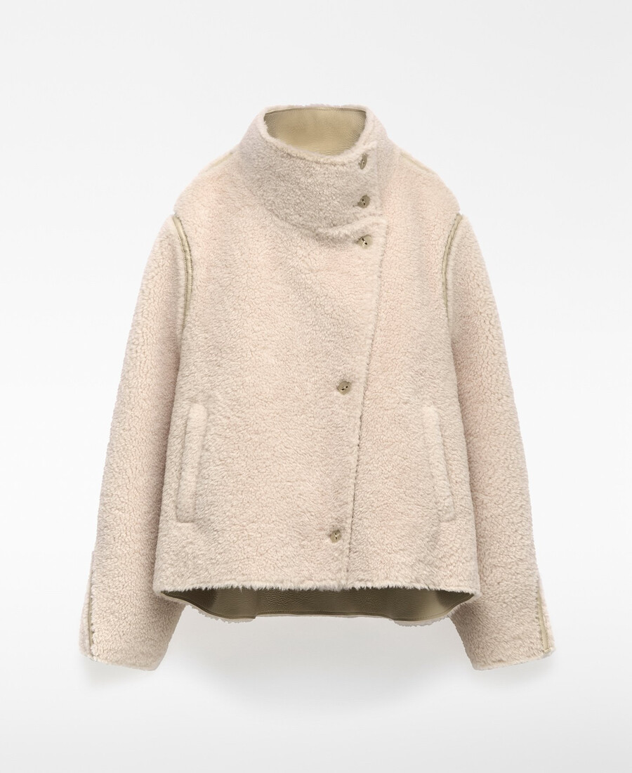 chaqueta de piel de oveja de doble cara para mujer