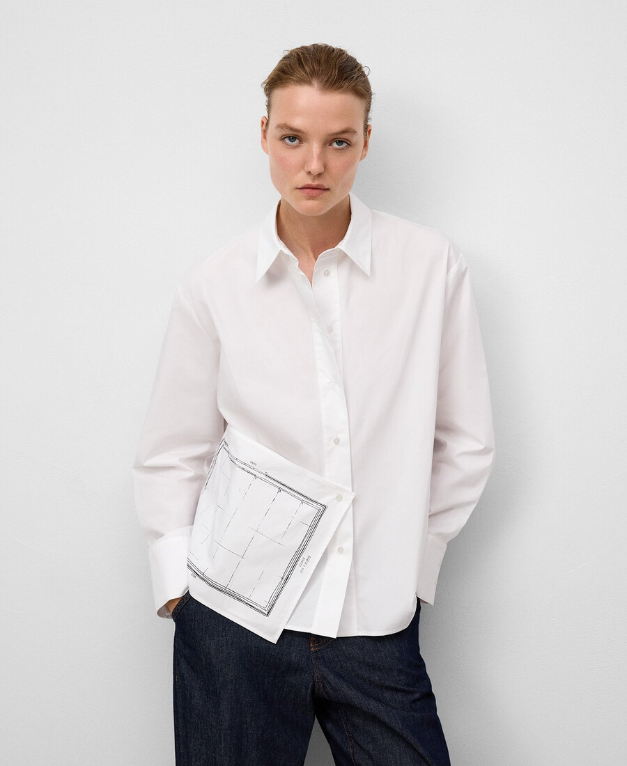 camisa con panel multiposición mujer