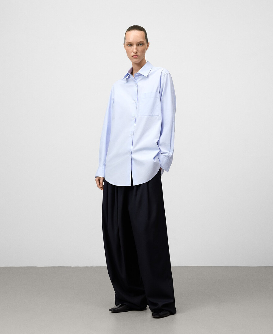 camisa de algodón orgánico con cuello de solapa para mujer