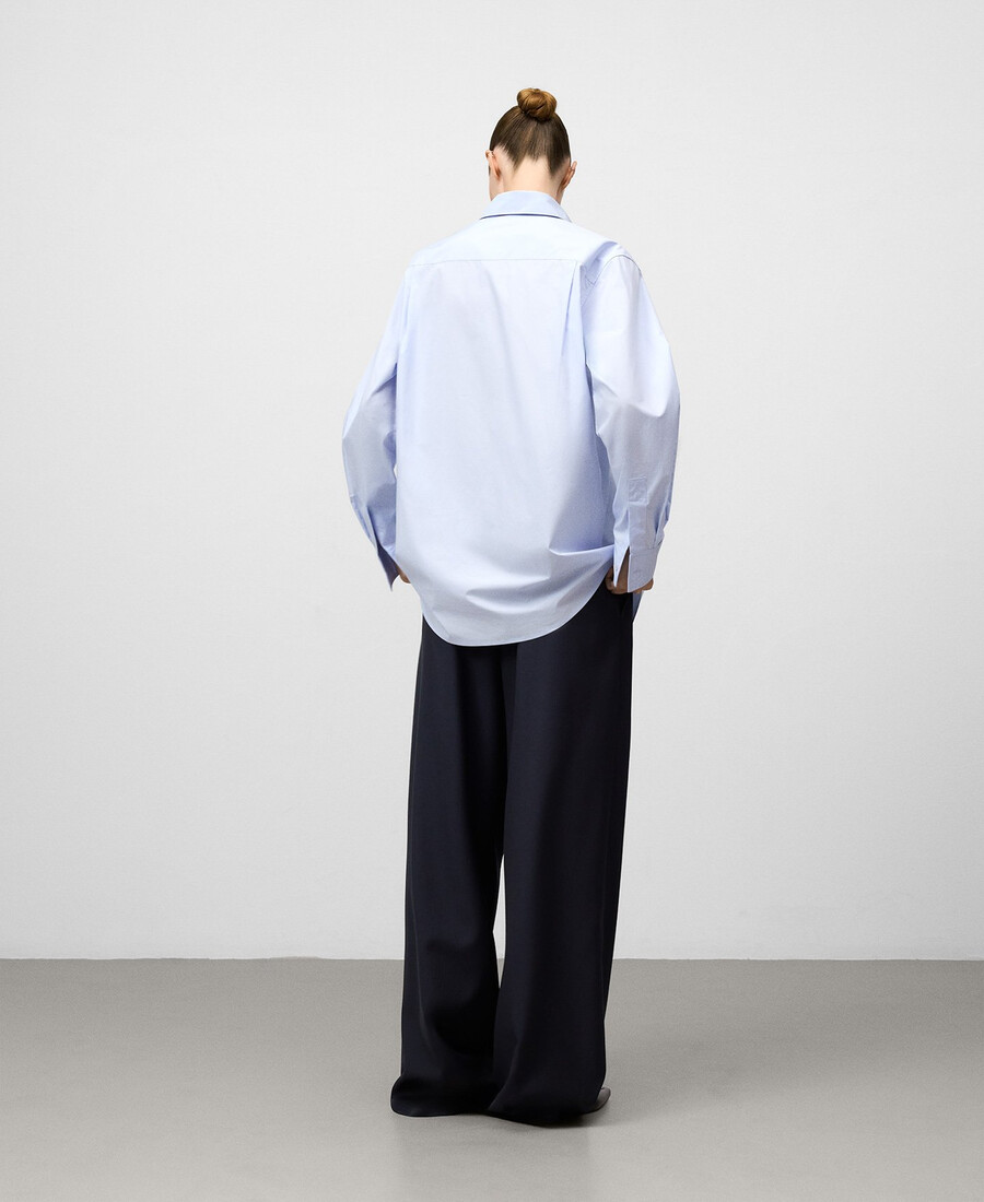 camisa de algodón orgánico con cuello de solapa para mujer