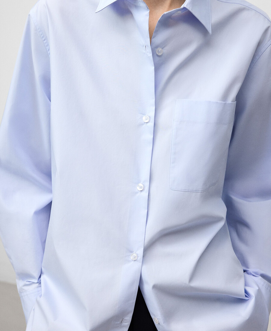 camisa de algodón orgánico con cuello de solapa para mujer