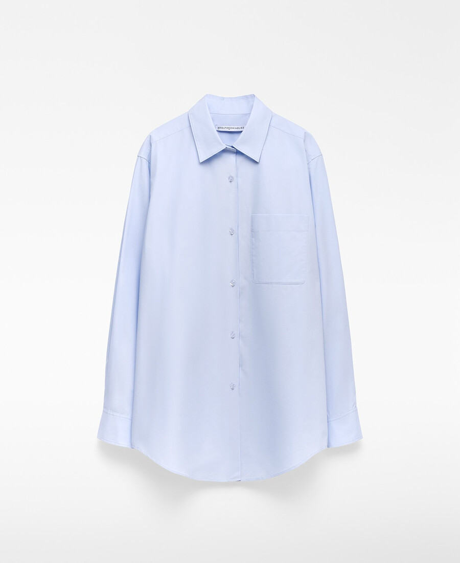 camisa de algodón orgánico con cuello de solapa para mujer