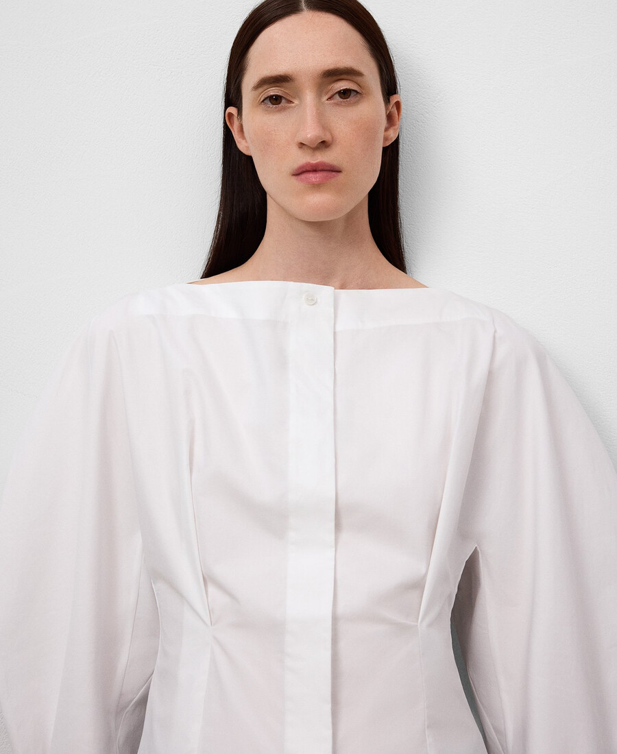 camisa de manga abullonada para mujer