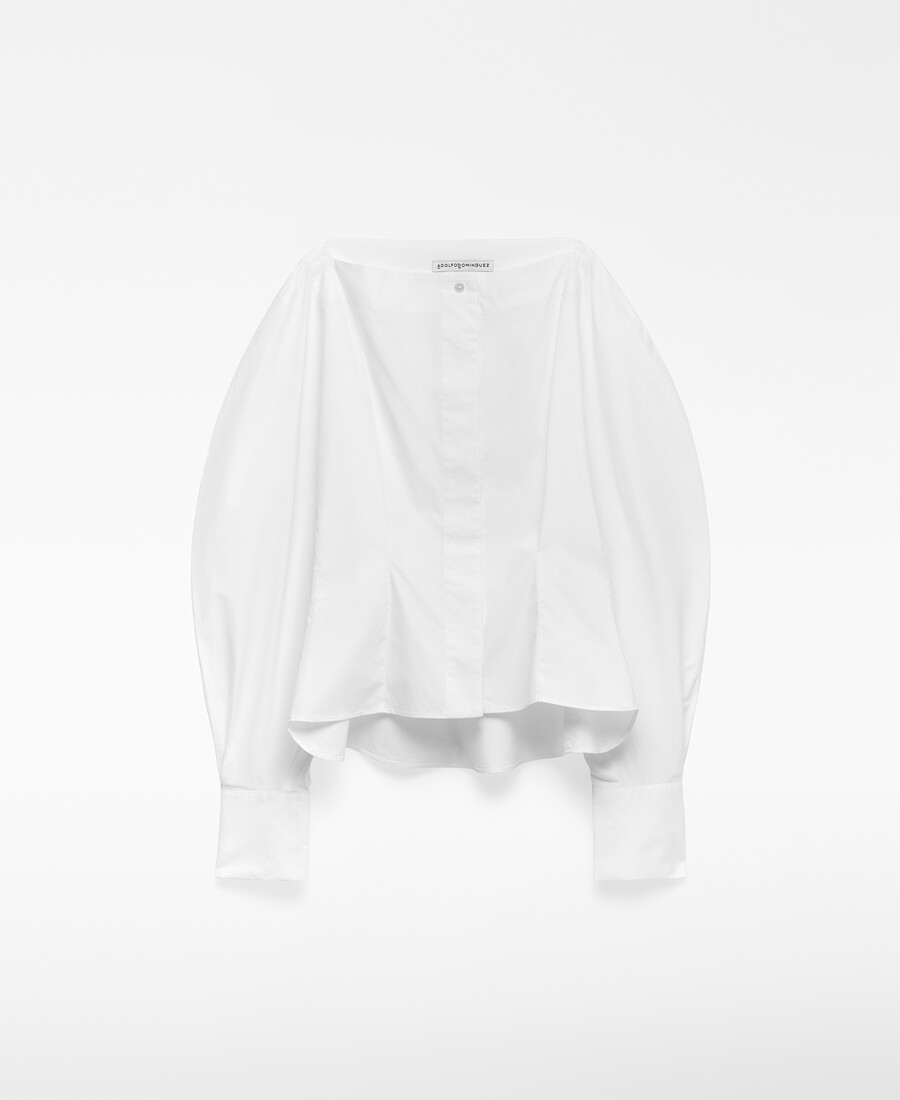camisa de manga abullonada para mujer