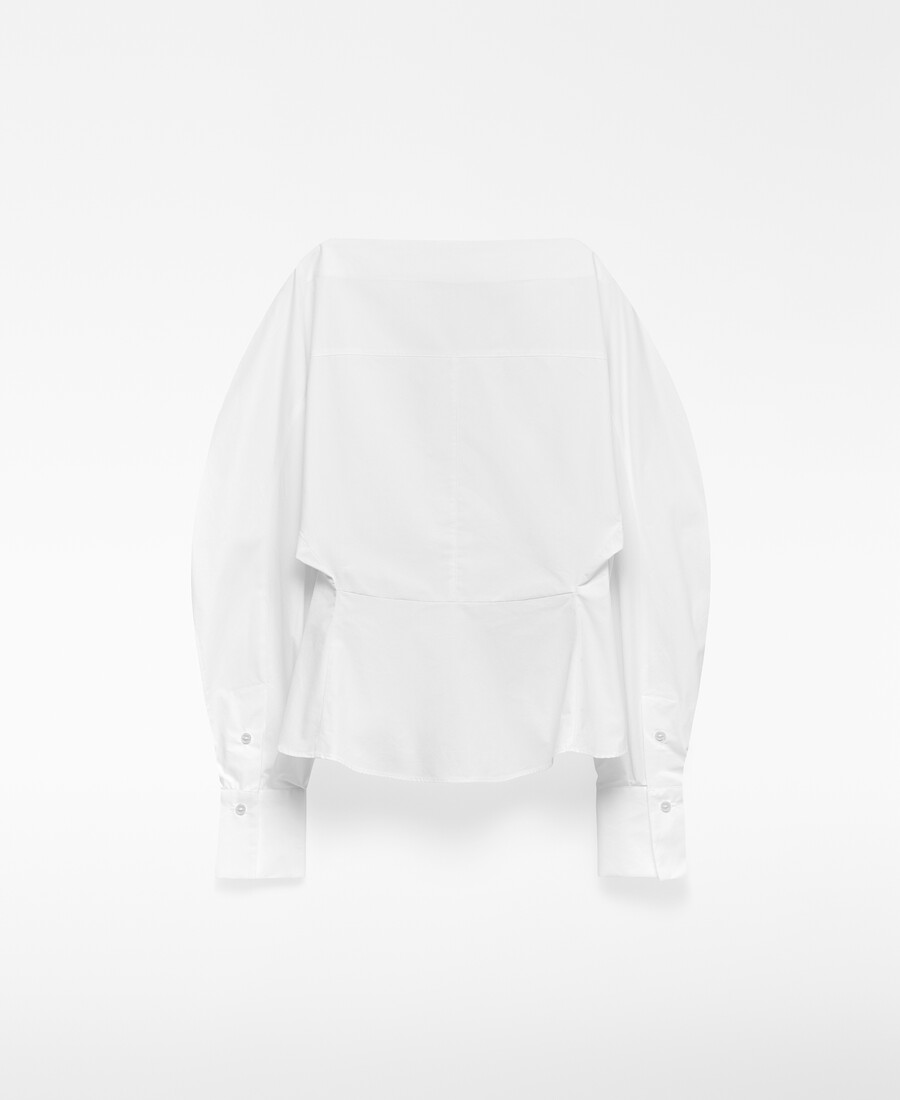 camisa de manga abullonada para mujer