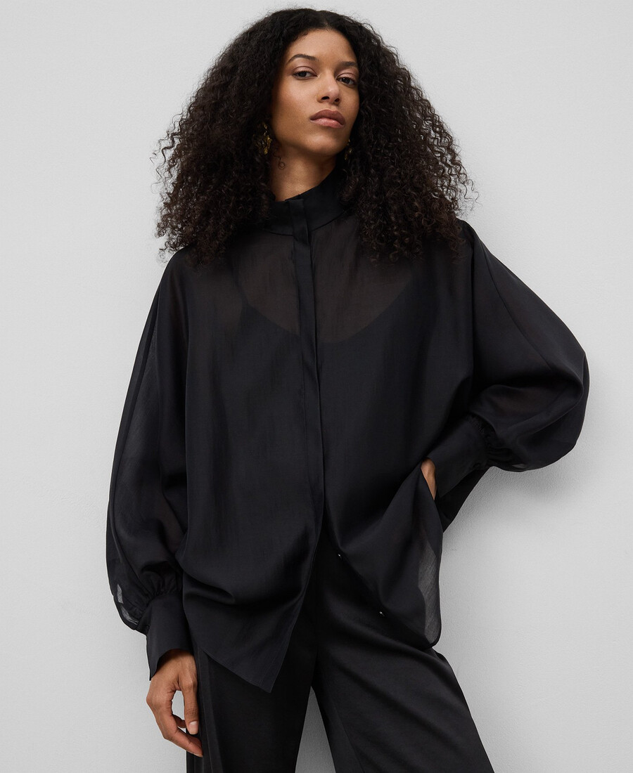 camisa semitransparente oversize para mujer