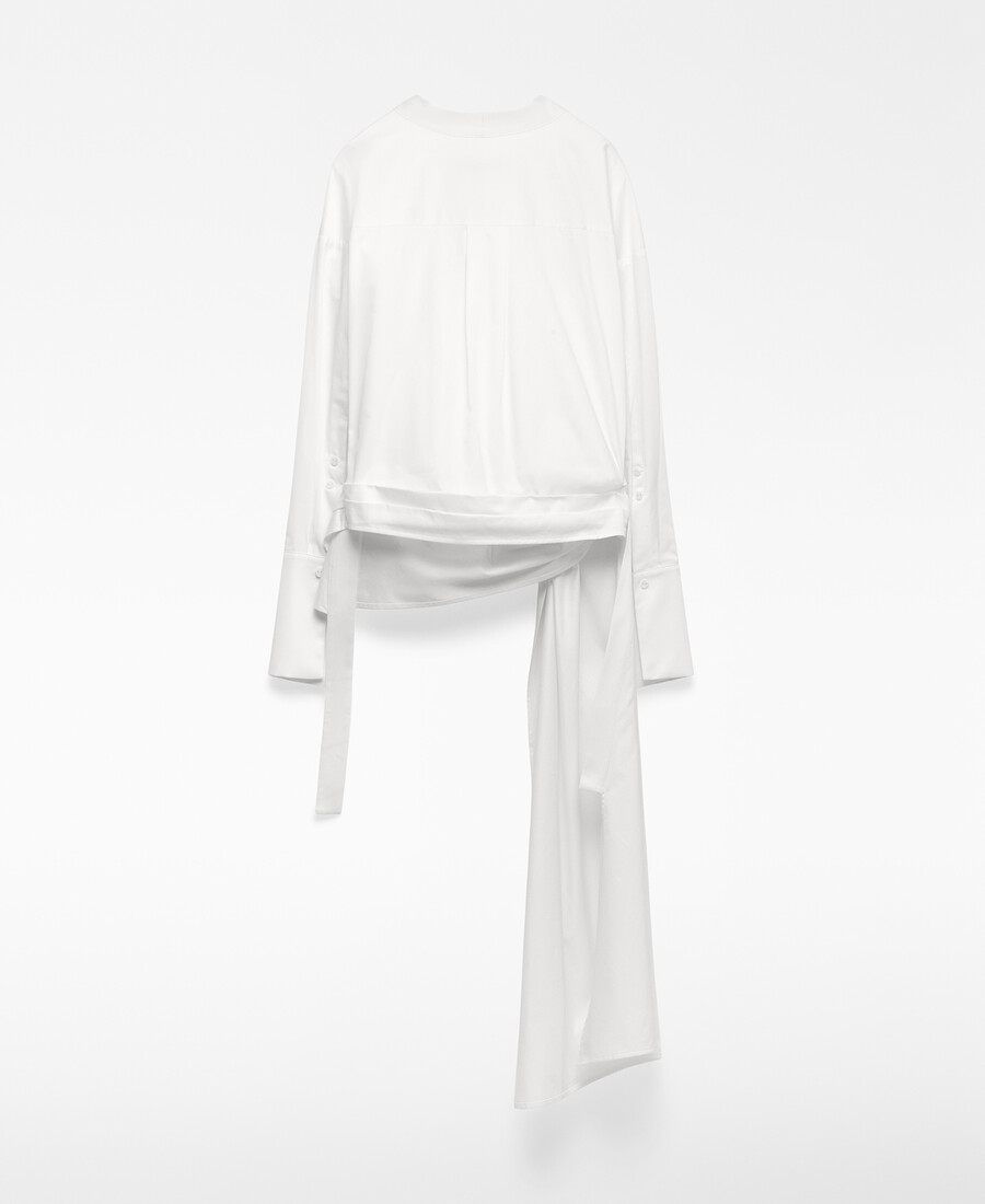 camisa cruzada con godet lateral mujer
